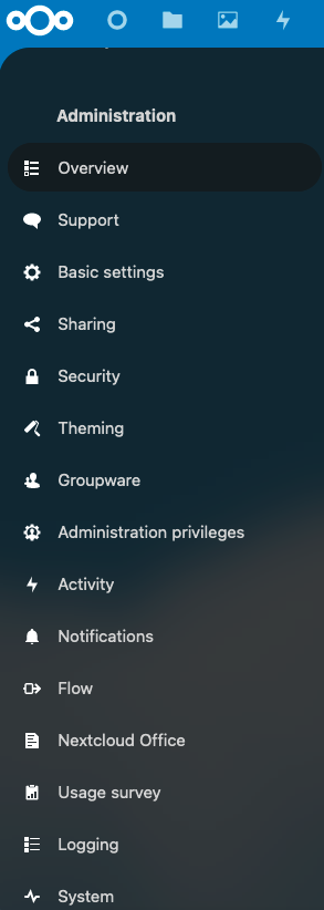 The Nextcloud Office administration option